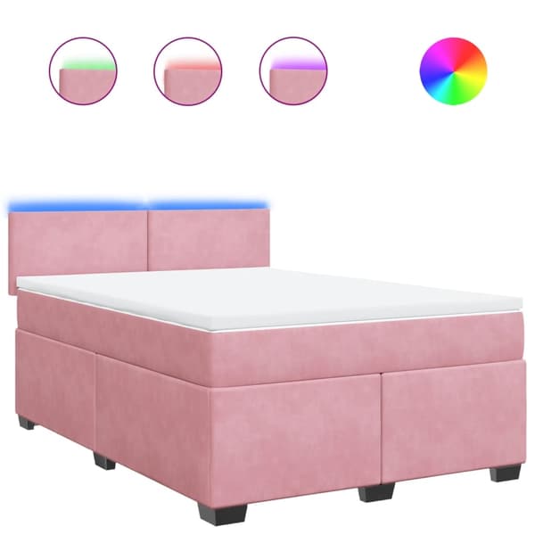vidaXL Ramsäng med madrass rosa 160x200 cm sammet Rosa