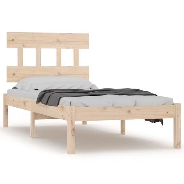 vidaXL Sängram massivt trä 90x200 cm Brun