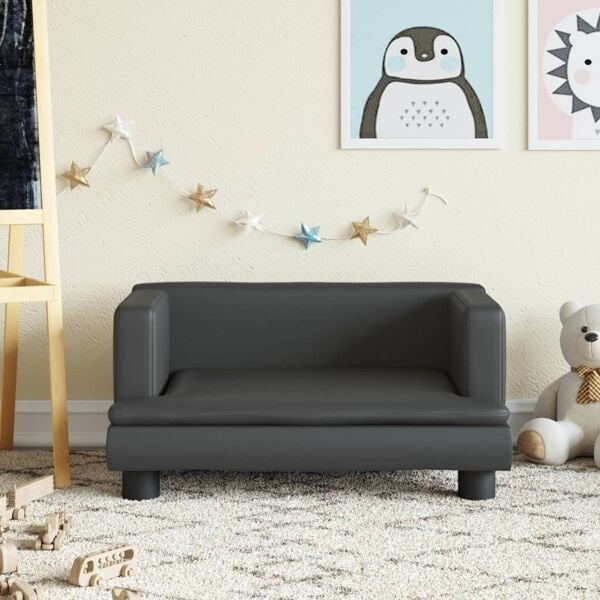 vidaXL Barnsoffa svart 60x40x30 cm konstläder Svart