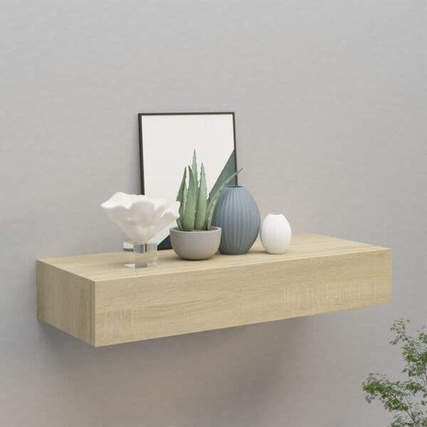 vidaXL Väggmonterad låda ek 60x23,5x10 cm MDF Brun