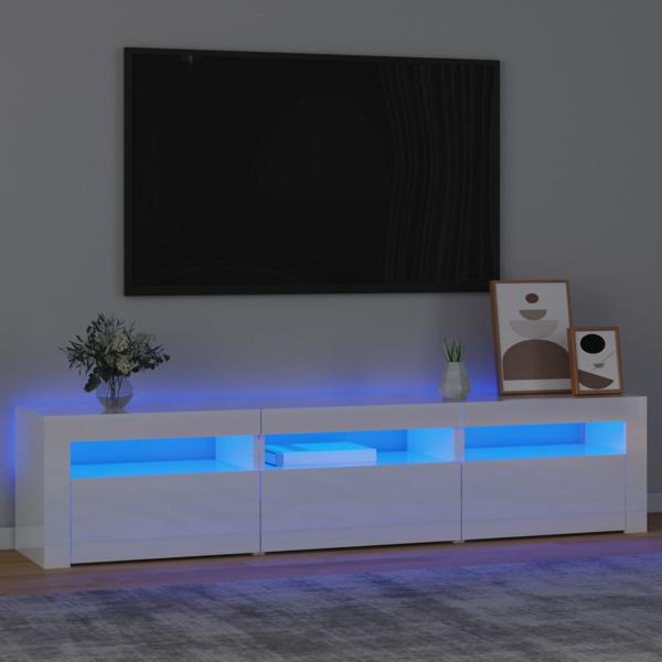 vidaXL Tv-bänk med LED-belysning vit högglans 180x35x40 cm Vit