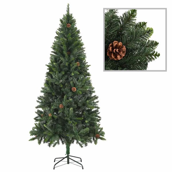 vidaXL Belyst plastgran med kulor grön 210 cm Grön