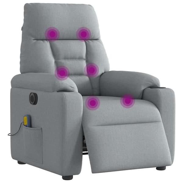 vidaXL Elektrisk massagefåtölj ljusgrå tyg Grå