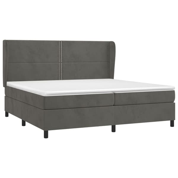 vidaXL Ramsäng med madrass mörkgrå 200x200 cm sammet Grå