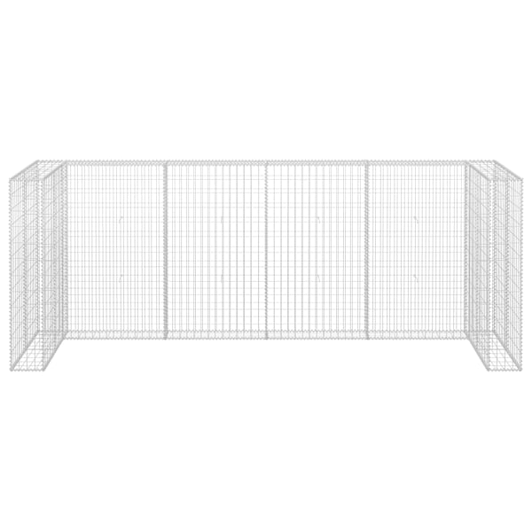 vidaXL Gabionmur för soptunnor galvaniserat stål 320x100x120 cm Silver