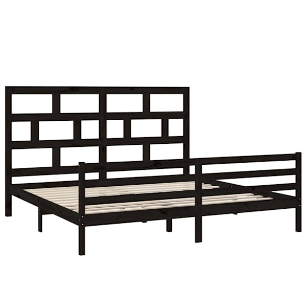 vidaXL Sängram svart massiv furu 200x200 cm Svart