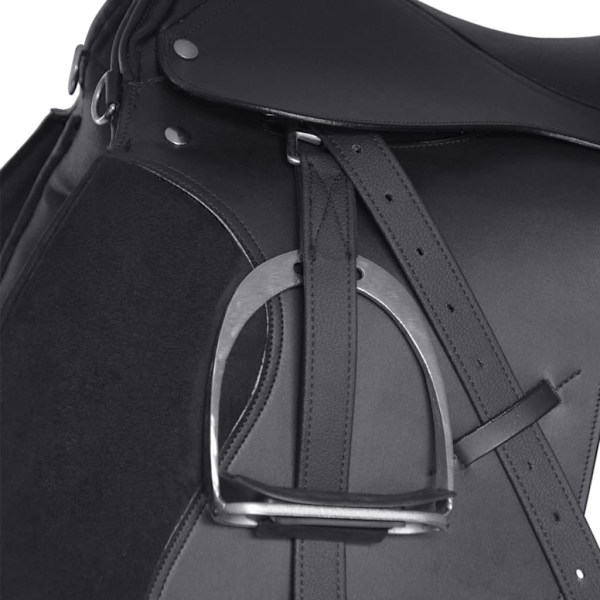 vidaXL Svart Ridsadel 17,5" Äkta läder 18 cm 5-i-1 Set Svart