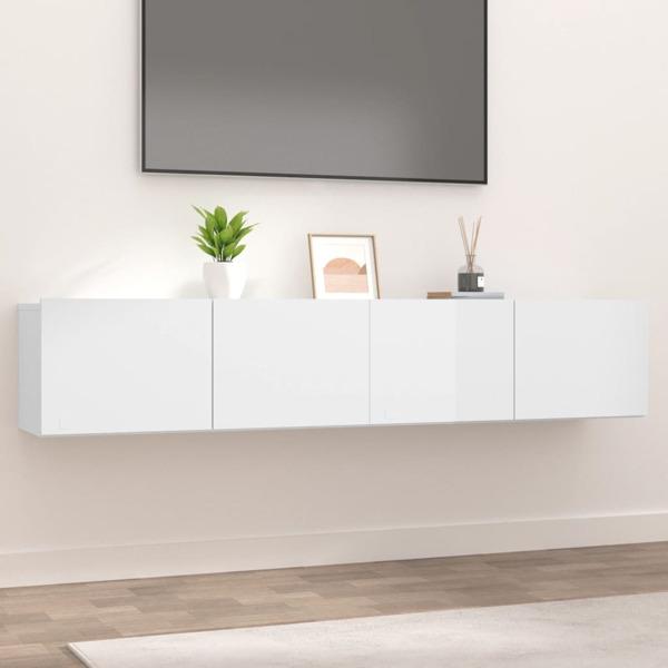 vidaXL TV-bänk 2 st vit högglans 80x30x30 cm konstruerat trä Vit