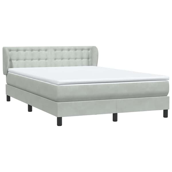 vidaXL Ramsäng med madrass ljusgrå 160x220 cm sammet Grå