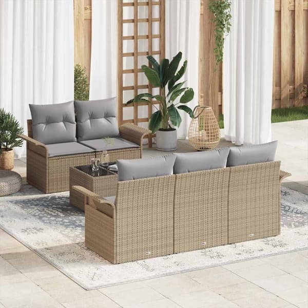 vidaXL Soffset 6 st Beige konstrotting Beige