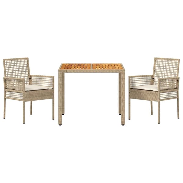 vidaXL Trädgårdsmöbelset 3 st Beige konstrotting Beige