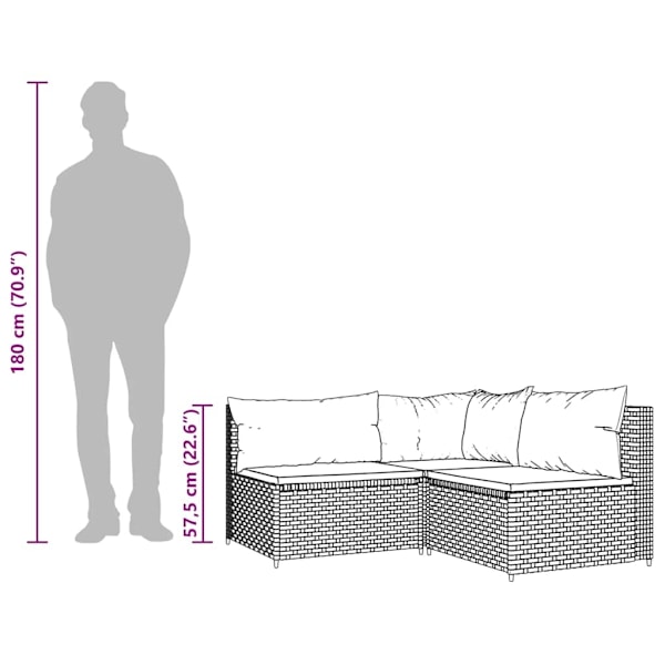 vidaXL Loungegrupp med dynor 3 delar konstrottning grå Grå