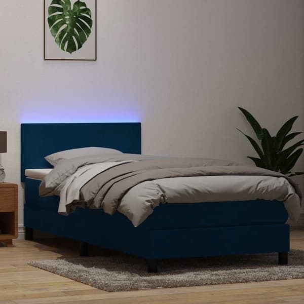 vidaXL Ramsäng med madrass mörkblå 80x210 cm sammet Blå
