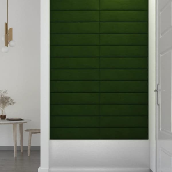vidaXL Väggpaneler 12 st mörkgrön 60x15 cm sammet 1,08 m² Grön