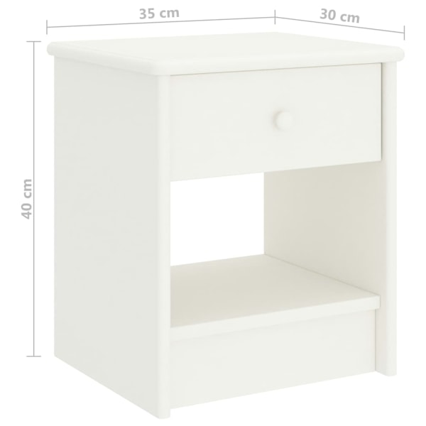 vidaXL Sängbord vit 35x30x40 cm massiv furu Vit