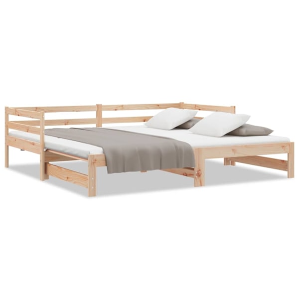vidaXL Utdragbar dagbädd 2x(90x190) cm massiv furu Brun