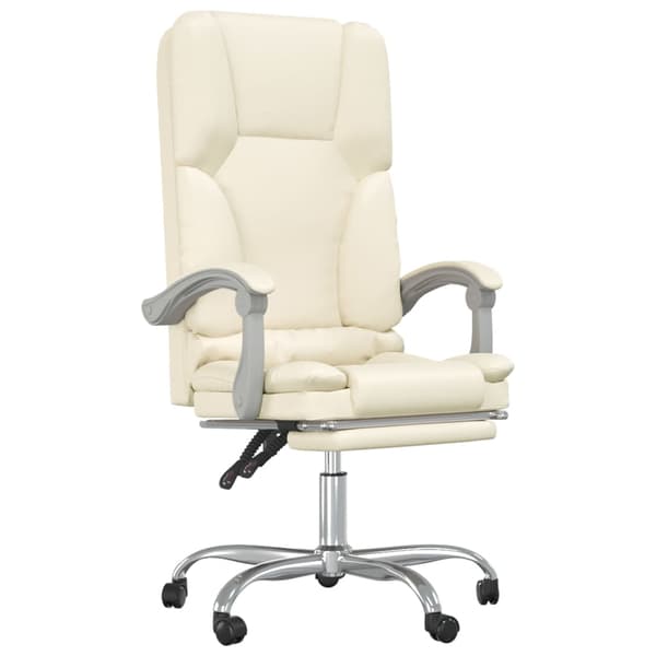 vidaXL Kontorsstol med massage gräddvit konstläder Kräm
