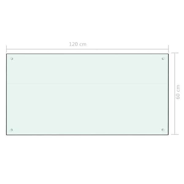 vidaXL Stänkskydd mjölkfärgad 120x60 cm härdat glas Vit