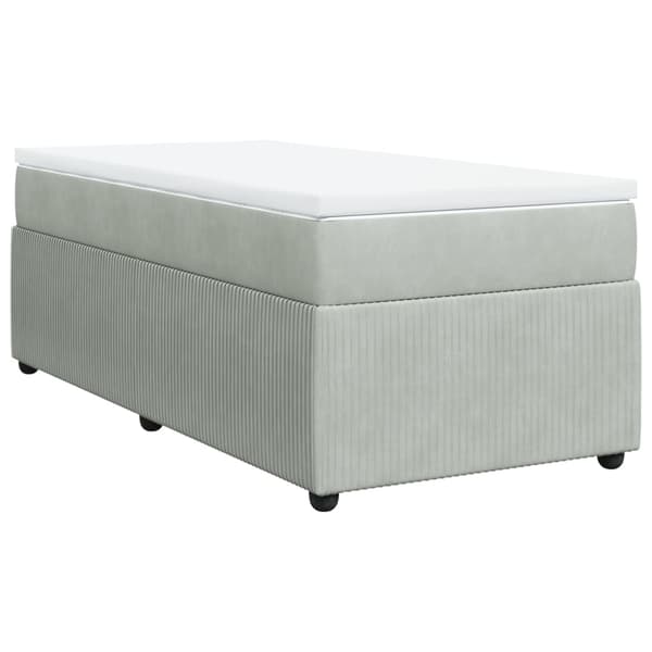 vidaXL Ramsäng med madrass ljusgrå 100x200 cm sammet Grå
