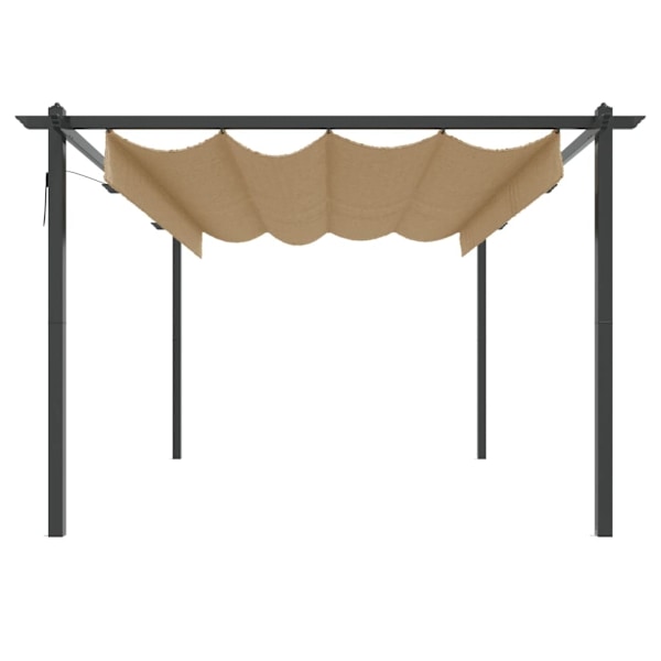 vidaXL Paviljong med infällbart tak 4x3 m taupe Taupe