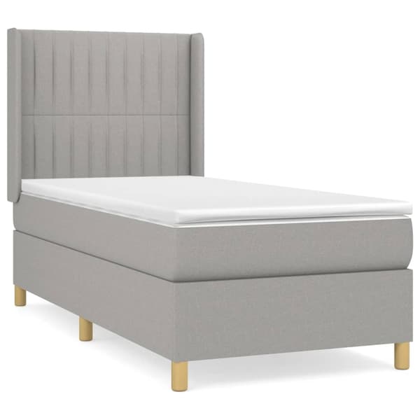 vidaXL Ramsäng med madrass ljusgrå 80x200 cm tyg Grå