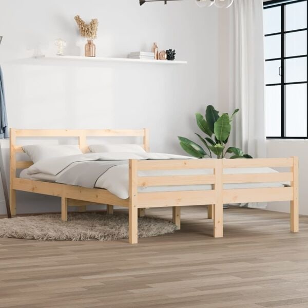vidaXL Sängram massivt trä 160x200 cm Brun