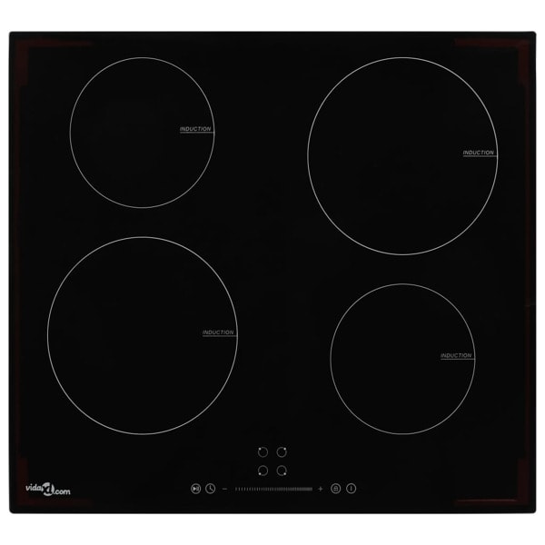 vidaXL Induktionshäll med 4 plattor touchkontroll glas 7000 W Svart