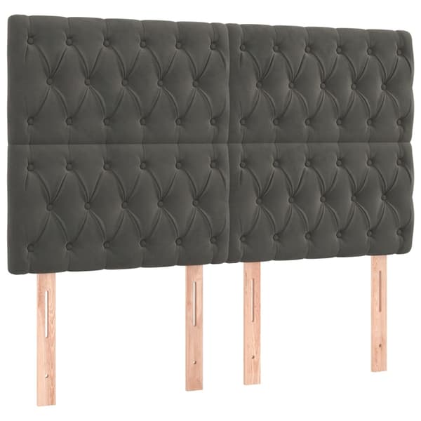 vidaXL Ramsäng med madrass mörkgrå 140x190 cm sammet Grå