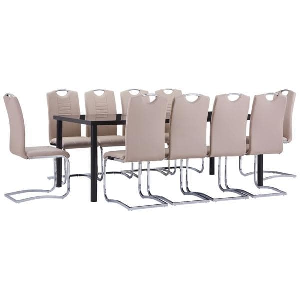 vidaXL Matgrupp 11 delar konstläder cappuccino Brun
