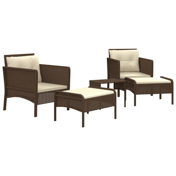 vidaXL Loungegrupp med dynor 5 delar brun konstrotting Brun