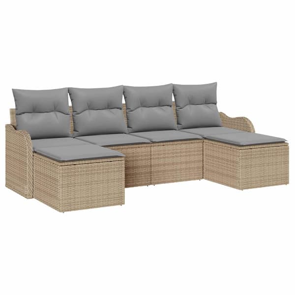vidaXL Trädgårdsoffset 6 st Beige konstrotting Beige