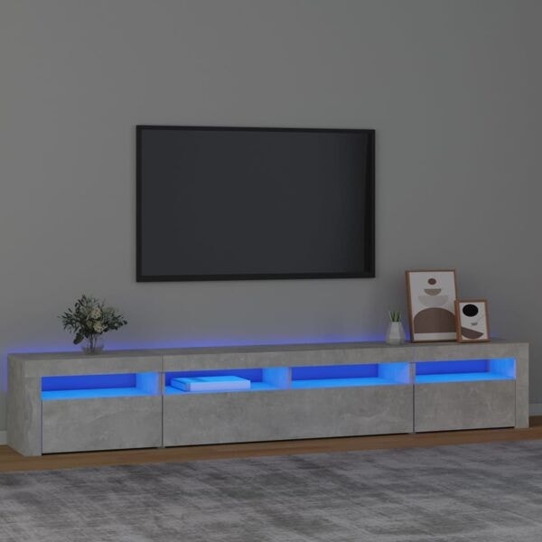vidaXL Tv-bänk med LED-belysning betonggrå 240x35x40 cm Grå