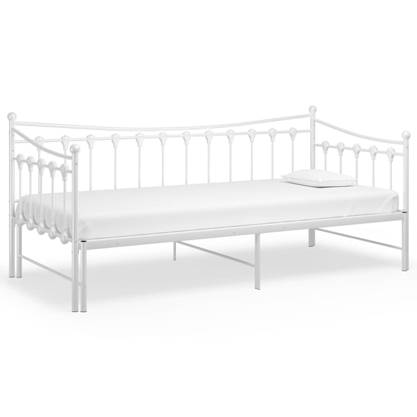 vidaXL Utdragbar sängram bäddsoffa vit metall 90x200 cm Vit