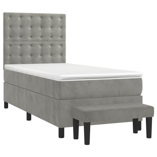 vidaXL Ramsäng med madrass ljusgrå 80x200 cm sammet Grå