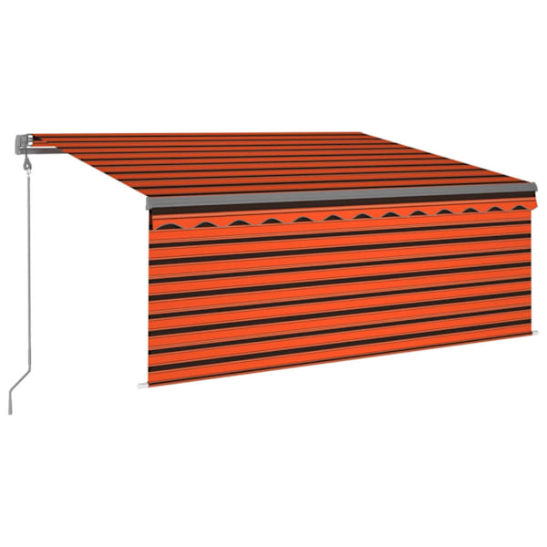 vidaXL Manuell infällbar markis med rullgardin LED 3x2,5m orange/brun Orange