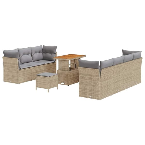 vidaXL Trädgårdsoffset 10 pcs Beige konstrotting Beige