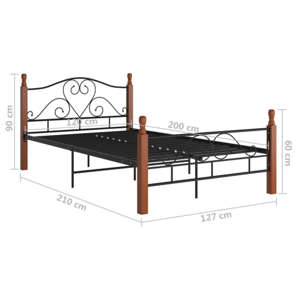 vidaXL Sängram svart metall 120x200 cm Svart