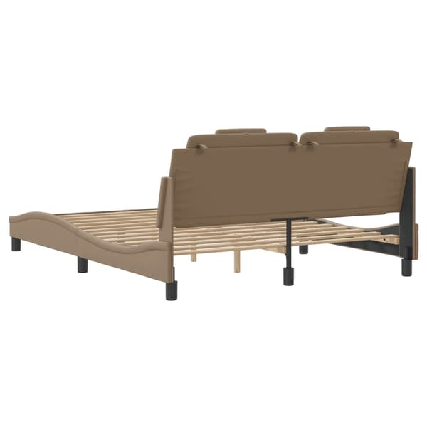 vidaXL Sängram med LED-belysning cappuccino 160x200 cm konstläder Brun