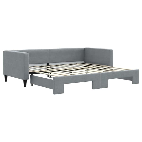 vidaXL Dagbädd utdragbar ljusgrå 90x190 cm tyg Grå