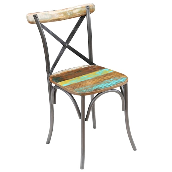 vidaXL Matstolar 6 st massivt återvunnet trä 51x52x84 cm multifärg
