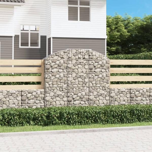 vidaXL Gabion bågformad 150x30x140/160 cm galvaniserat järn Silver