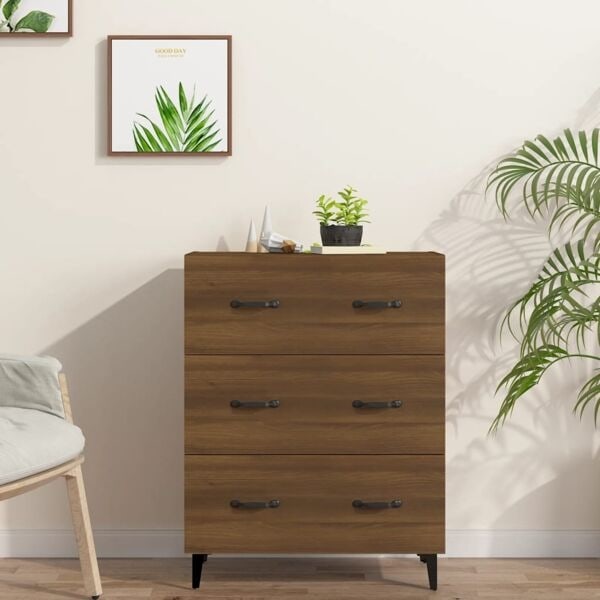 vidaXL Skänk brun ek 69,5x34x90 cm konstruerat trä Brun