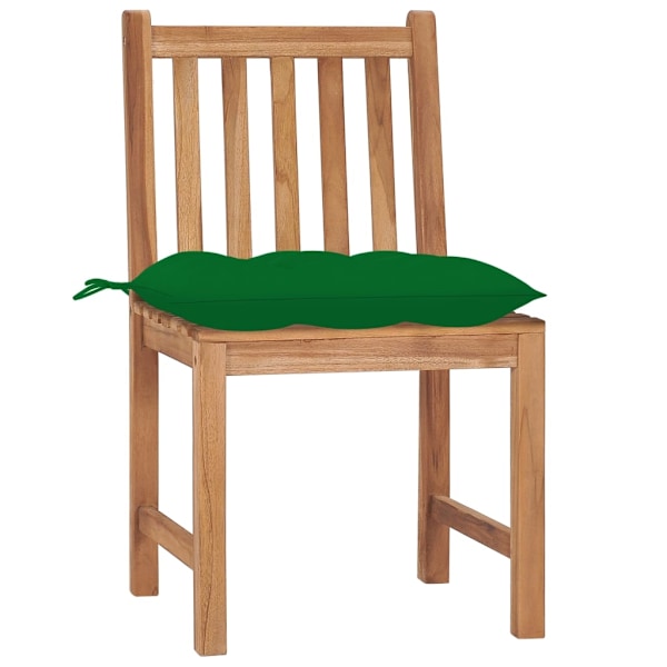 vidaXL Trädgårdsstolar 6 st med dynor massiv teak Grön