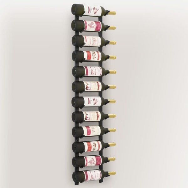 vidaXL Väggmonterat vinställ för 12 flaskor svart järn Svart