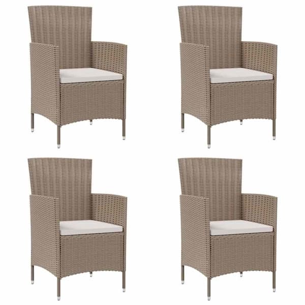vidaXL Trädgårdsstolar med dynor 4 st konstrotting beige Beige