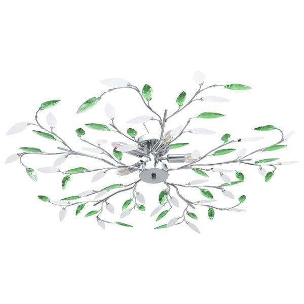 vidaXL Taklampa med akrylblad för 5 E14-lampor grön Grön