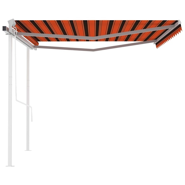 vidaXL Markis med stolpar automatisk infällbar 4x3 m orange och brun Orange