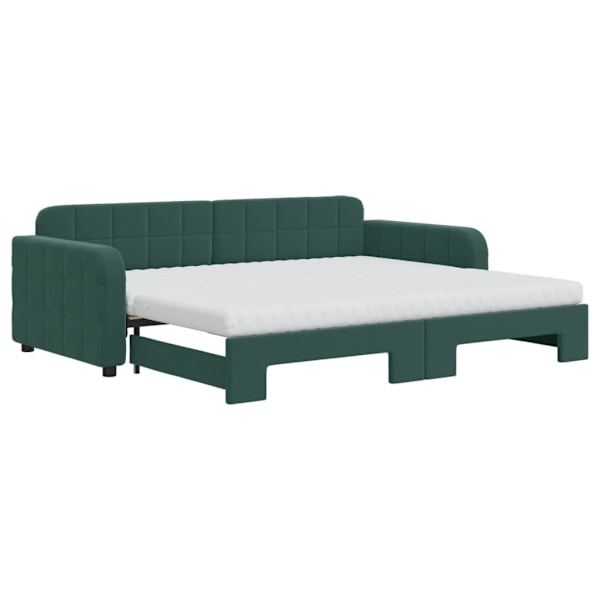 vidaXL Dagbädd utdragbar med madrasser mörkgrön 90x200 cm sammet Grön