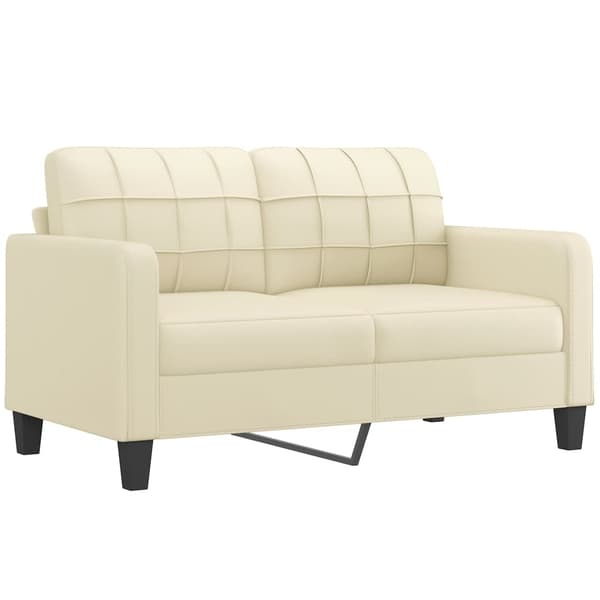 vidaXL 2-sits soffa med prydnadskuddar gräddvit 140 cm konstläder Kräm