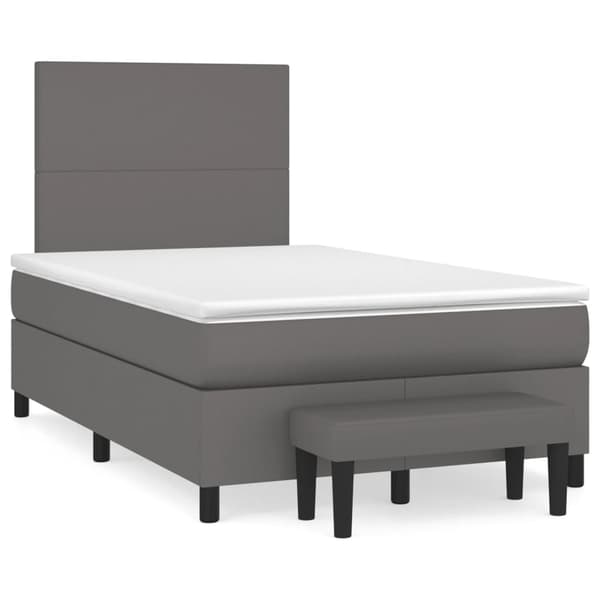 vidaXL Ramsäng med bäddmadrass grå 120x190 cm konstläder Grå